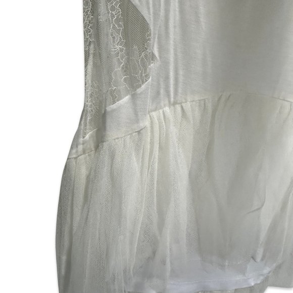 NWT Jason Wu Ivory Mixed Media Tulle-Trimmed T-shirt Top - Size L - Picture 3 of 5